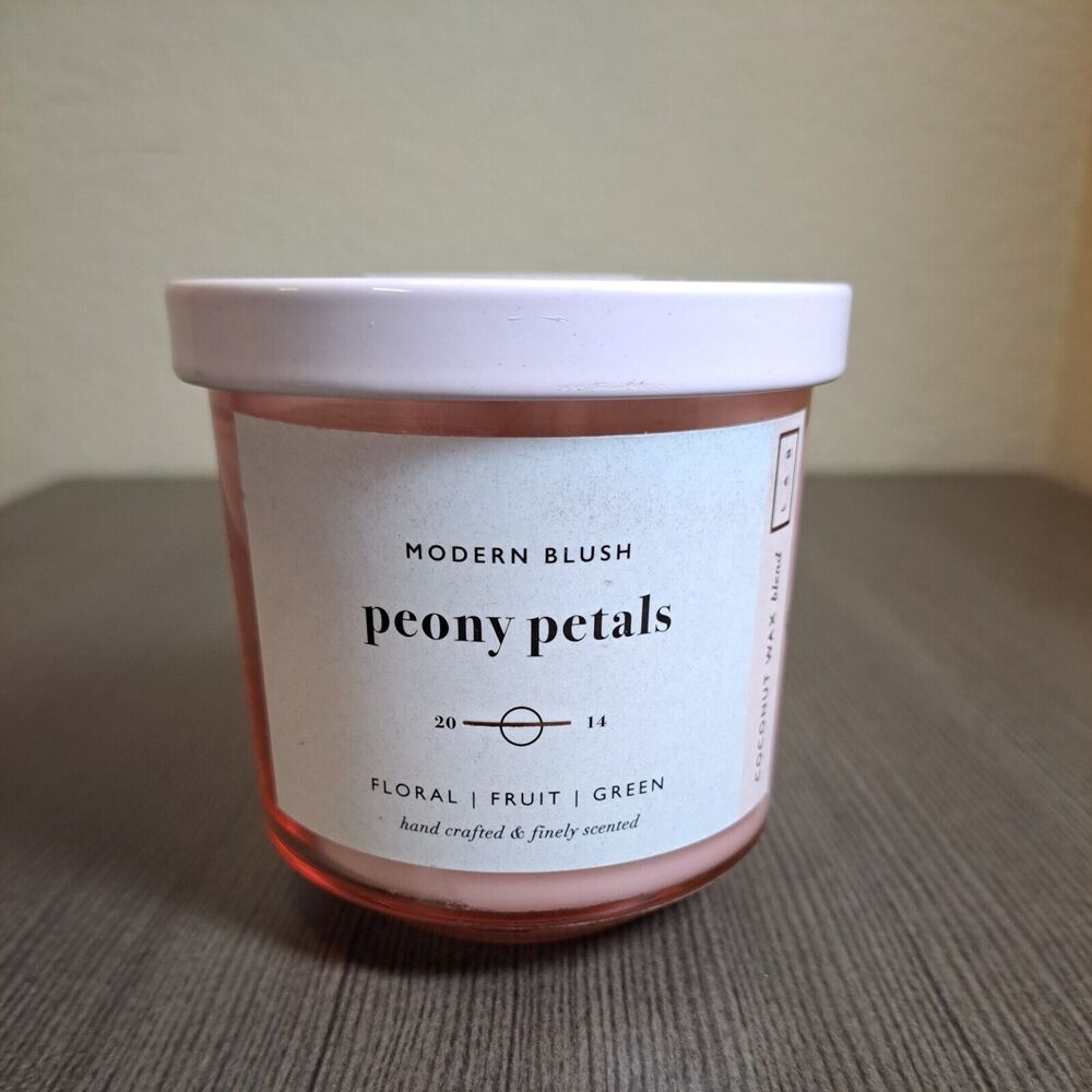 LAB Candle Peony Petals Scented Coconut Wax Pink Jar Floral Hand Crafted